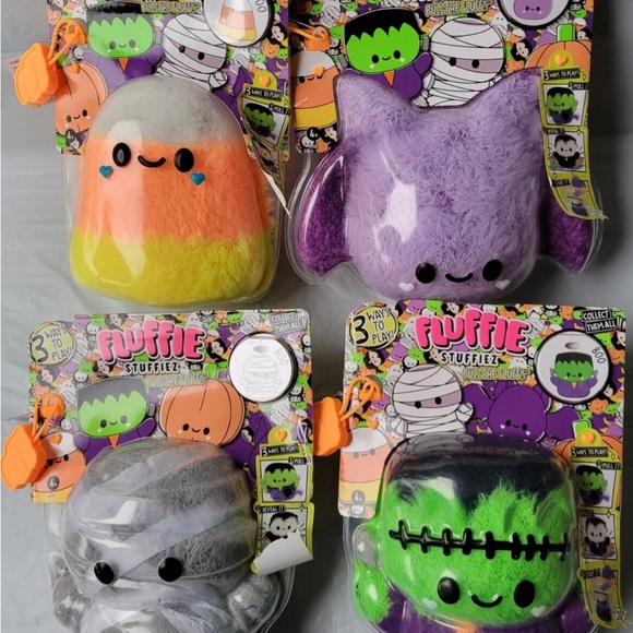Fluffie Stuffiez Halloween Plush log 4 bat mummy candy corn